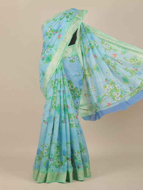 Pothys Women Blue Cotton Blend Saree