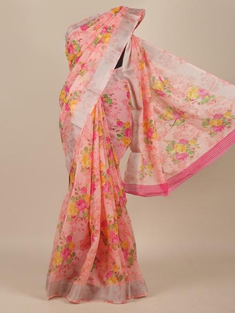 Pothys Pink & Yellow Woven Design Cotton Blend Saree