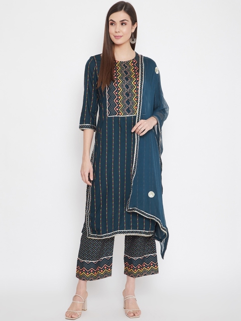 Prakhya Women Blue Ethnic Motifs Printed Panelled Kurti with Palazzos & With Dupatta
Prakhya Women Blue Ethnic Motifs Printed Panelled Kurti with Palazzos & With Dupatta
