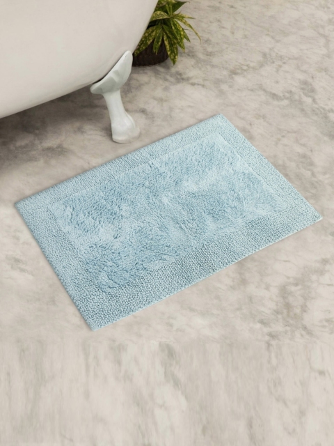 Home Centre Blue Organic Plush Cotton Bath Rug