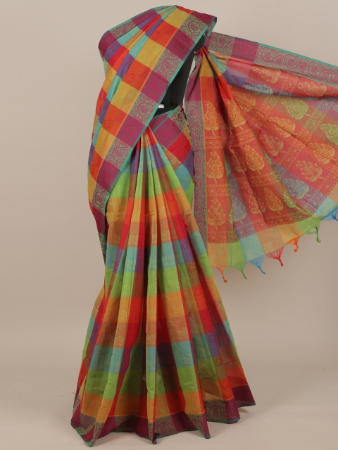 Pothys Multi Checked Pure Cotton Saree