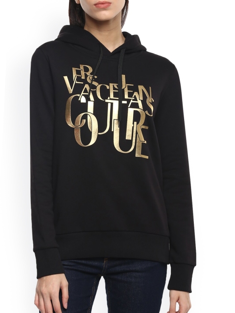 Versace Jeans Couture Women Black Printed Sweatshirt