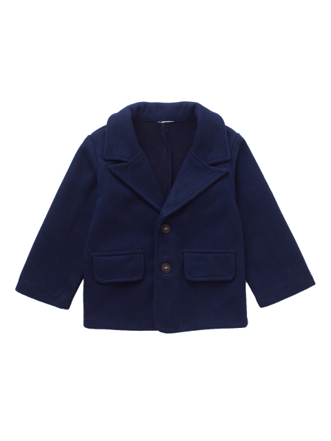 Like A Boss Boys Navy Blue Striped Twill Single-Breasted Blazer
