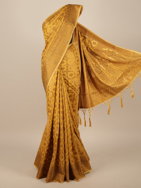 Pothys Yellow Woven Design Jute Silk Saree