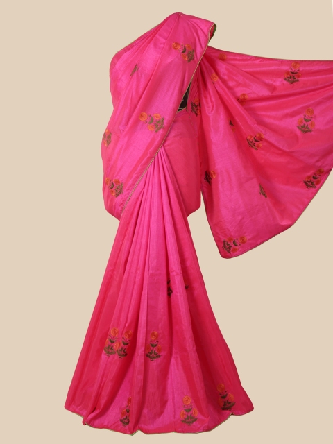 Pothys Pink Floral Art Silk Saree