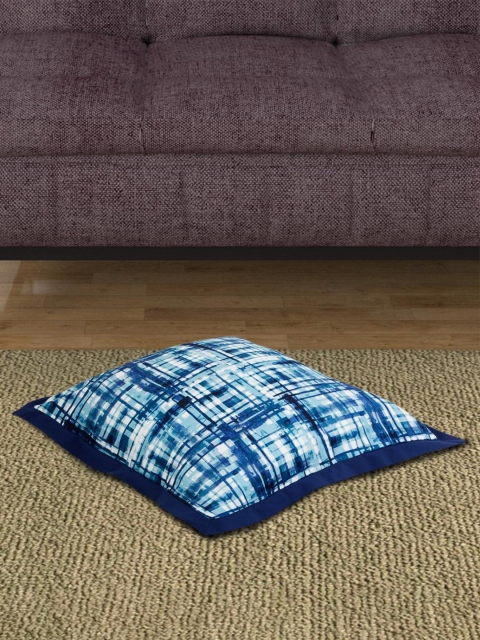 Home Centre Blue & White Abstract Square Cushion Cover