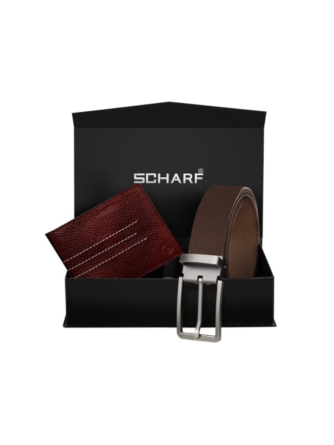 SCHARF Men Brown Solid Genuine Leather Accessory Gift Set