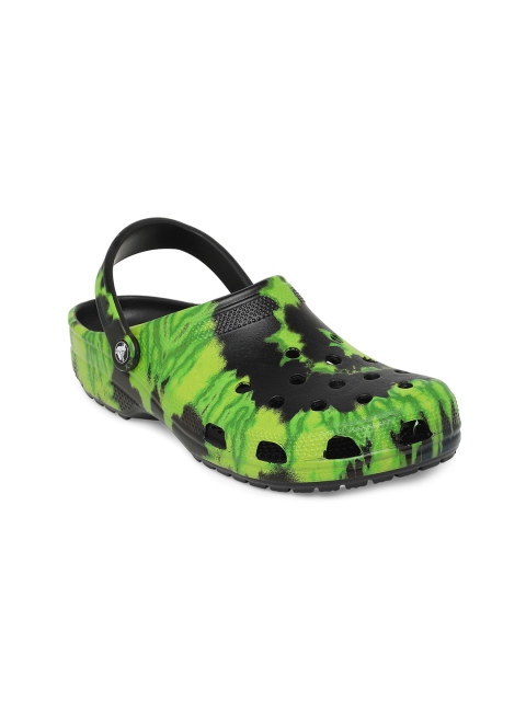 Crocs Classic Unisex Black Green Clogs Sandals