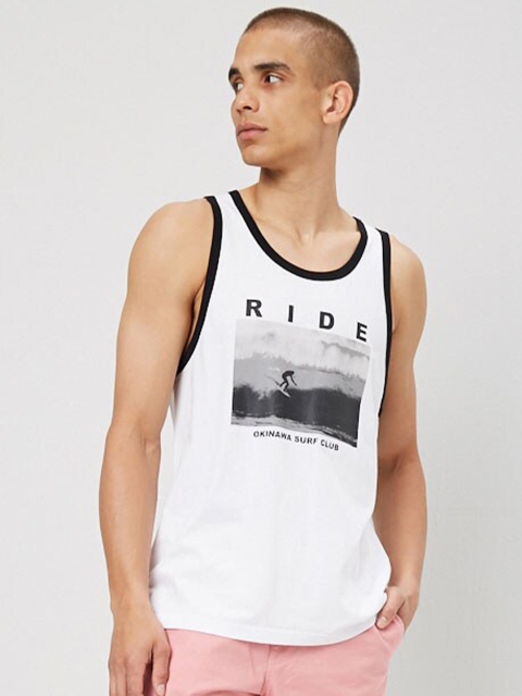 FOREVER 21 Men White Printed T-shirt