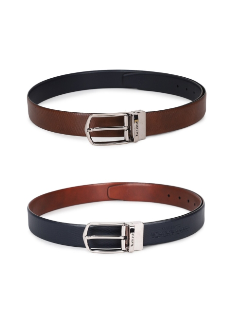 Van Heusen Men Brown Textured Leather Reversible Formal Belt