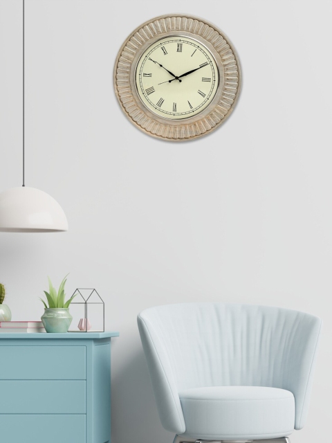 Fabindia Yellow & Beige Contemporary 45.5 cm Wall Clock