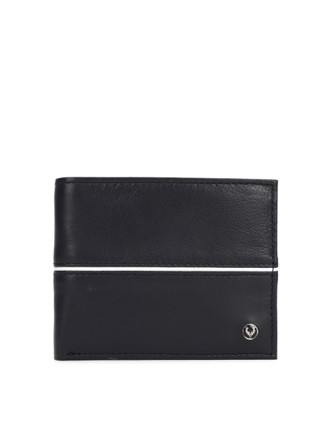 Allen Solly Men Navy Blue Solid Leather Two Fold Wallet