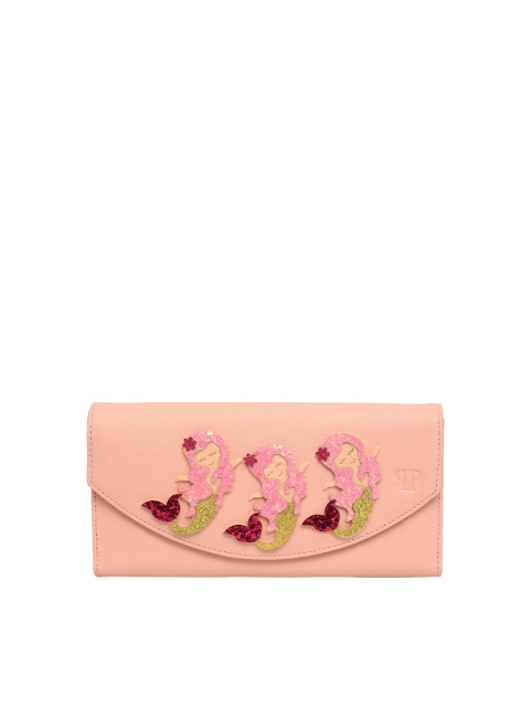 Pink Potato Women Pink & Burgundy Printed Embellished Leather Envelope