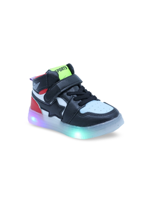 FEETWELL SHOES Kids Colourblocked Sneakers With Lighting Detail, Black