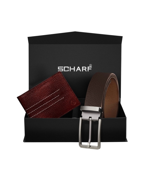SCHARF Men Brown Solid Genuine Leather Accessory Gift Set