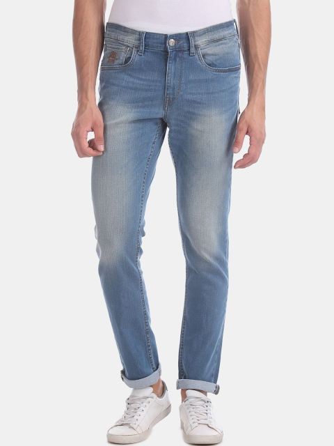 U.S. Polo Assn. Denim Co. Men Blue Slim Fit Mildly Distressed Light Fade Jeans