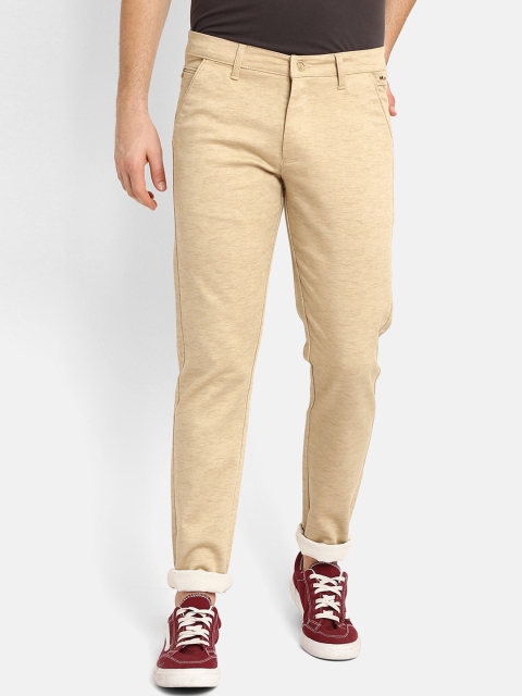 V2 Value & Variety Men Beige Self Design Regular Trousers