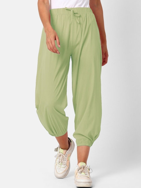 V2 Value & Variety Women Green Solid Cotton Capris