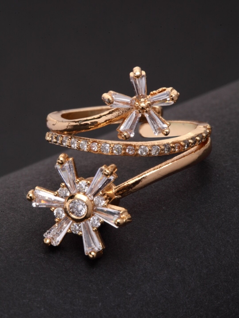 VOGUE PANASH Women Gold-Toned & CZ-Studded Handcrafted Rotating Adjustable Finger Ring
VOGUE PANASH Women Gold-Toned & CZ-Studded Handcrafted Rotating Adjustable Finger Ring