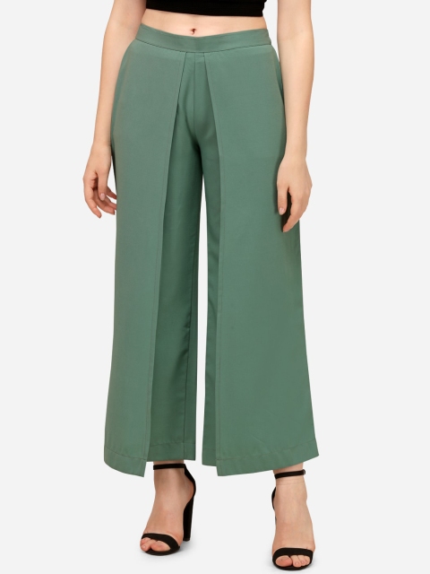 Fbella Women Sea Green Flared Culottes Trousers