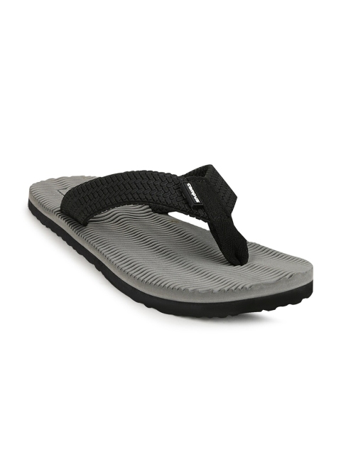 Campus Men Grey & Black Striped Thong Flip-Flops
