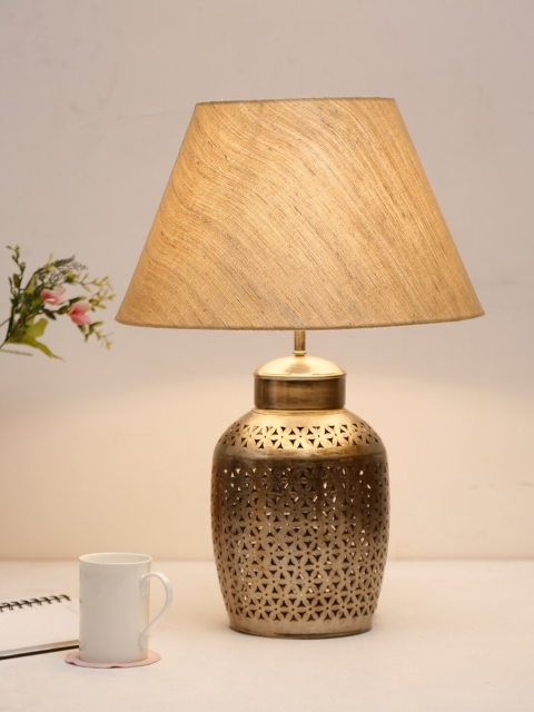 Fabindia Beige & Gold-Toned Classic Country Classic Country Table Lamp Shade