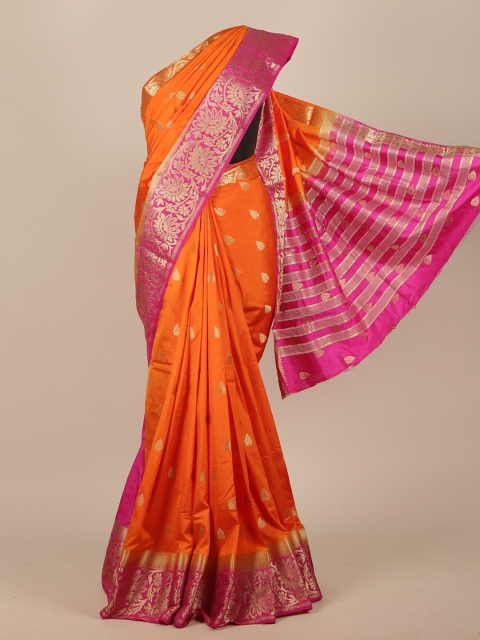 Pothys Orange & Pink Woven Design Zari Jute Silk Saree