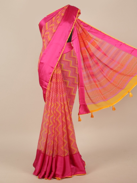 Pothys Pink & Yellow Saree