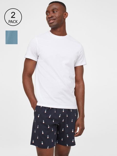 H&M Men Pack of 2 Blue Pyjama Shorts