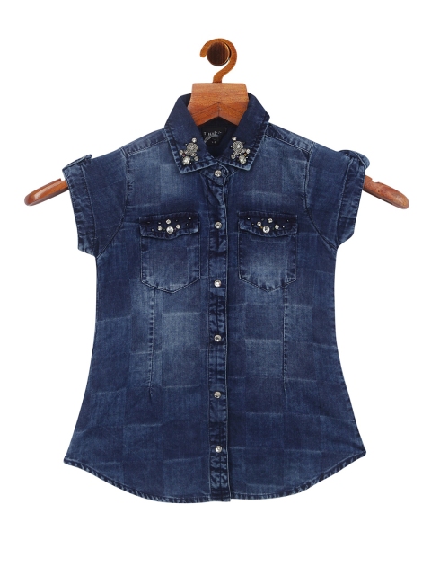 Tiny Girl Blue Indigo Denim Shirt Style Top