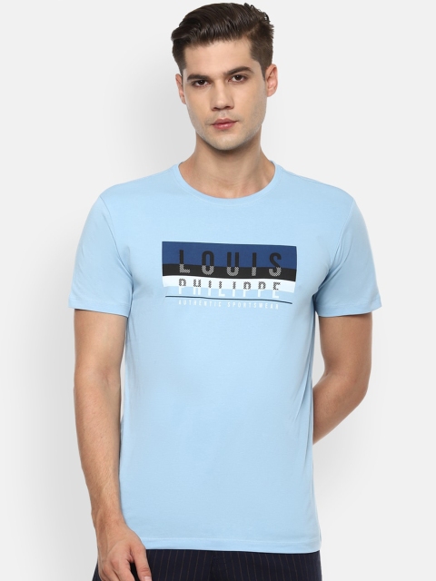 Louis Philippe Sport Men Blue Typography Printed T-shirt