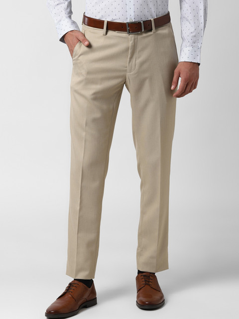 Peter England Men Khaki Textured Formal Trousers
Peter England Men Khaki Textured Formal Trousers