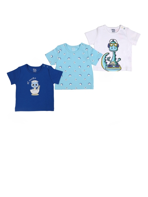 KICKS & CRAWL Kids Pack of 3 Printed T-shirt, White