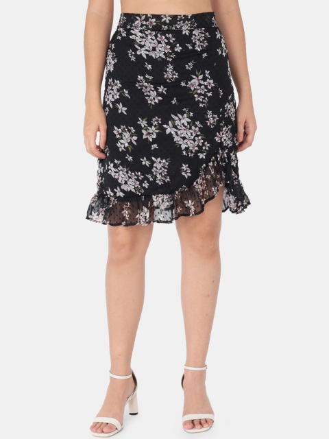 Trend Arrest Women Black & White Printed A-Line Mini Skirt