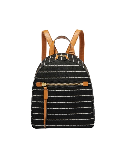 Fossil Women Black & White Striped Backpack