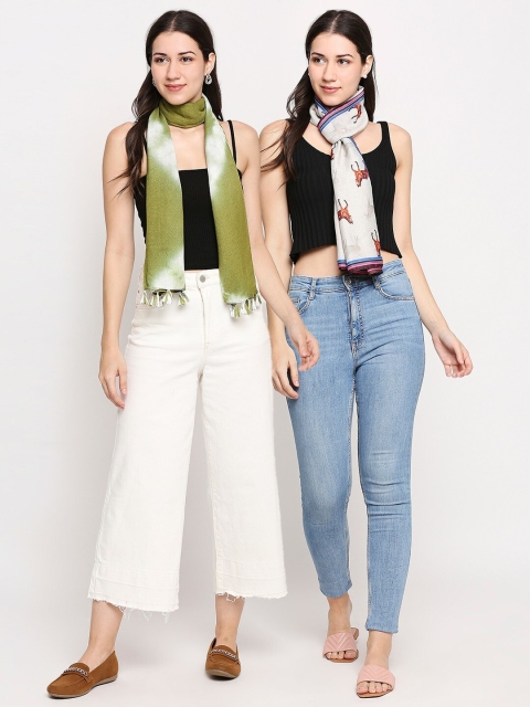 Get Wrapped Women Pack of 2 Multi Printed Scarf