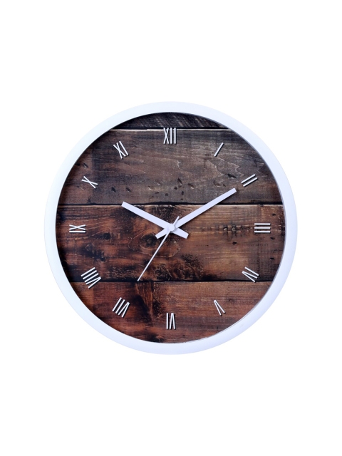 Bodh Design Brown & White Printed Contemporary Wall Clock 28 Cm