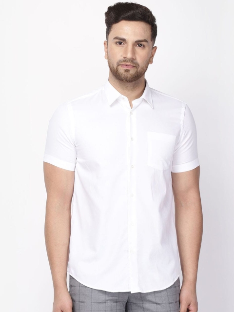 Blackberrys Men White Slim Fit Pure Cotton Casual Shirt