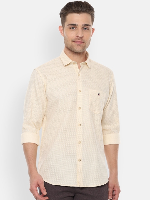 Louis Philippe Sport Men Beige Slim Fit Printed Casual Shirt