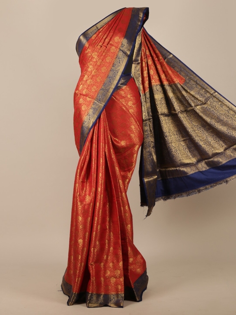 Pothys Red & Blue Woven Design Jute Silk Saree