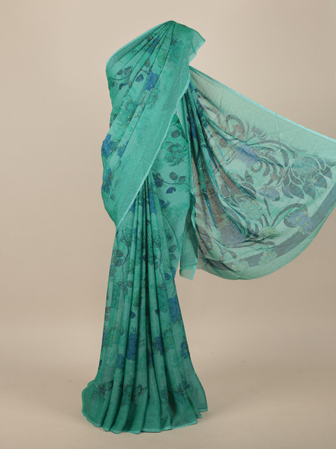 Pothys Sea Green & Blue Floral Saree
Pothys Sea Green & Blue Floral Saree