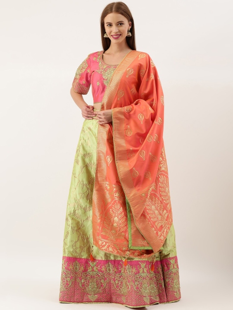 Kvsfab Women Pink & Olive Green Semi- Stitched lehenga & Unstitched Blouse With Dupatta
Kvsfab Women Pink & Olive Green Semi- Stitched lehenga & Unstitched Blouse With Dupatta