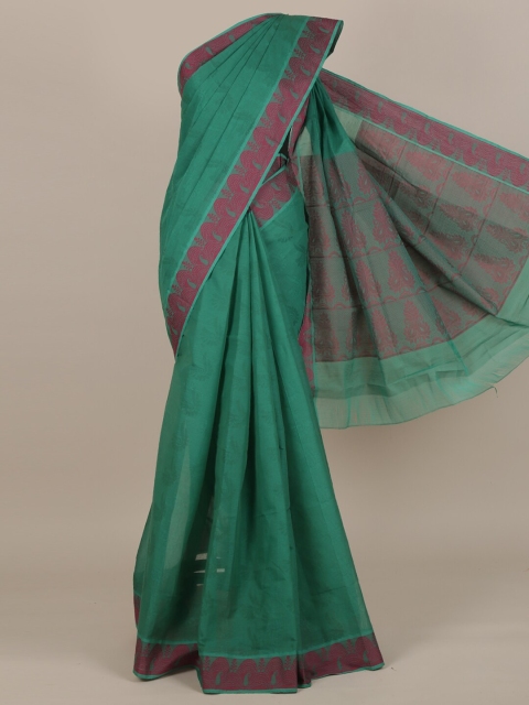 Pothys Green & Purple Woven Design Pure Cotton Saree