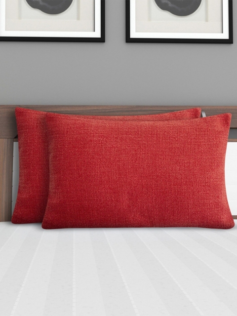 Home Centre Red Set of 2 Rectangle Pillow Covers