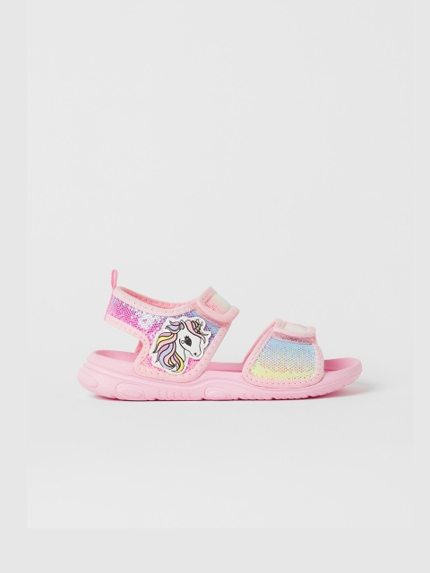 H&M Girls Pink & Blue PU Comfort Sandals