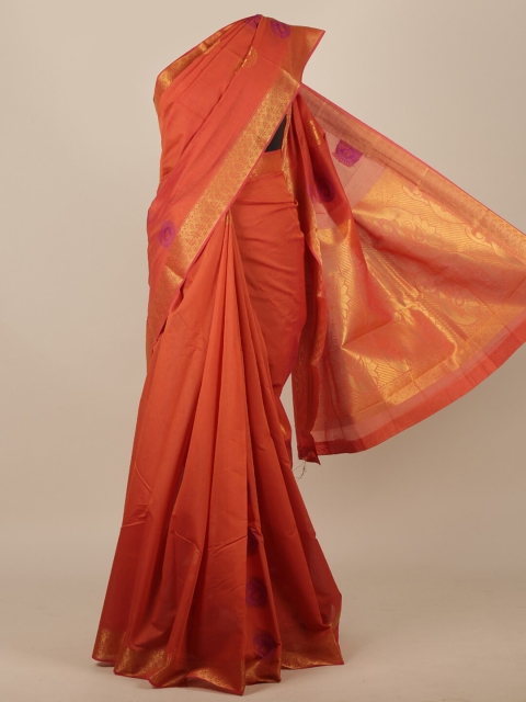 Pothys Rust & Pink Woven Design Zari Pure Cotton Saree