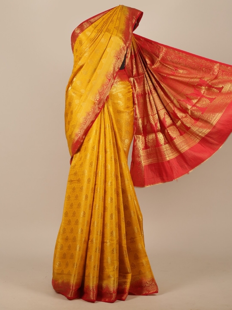 Pothys Yellow & Red Woven Design Jute Silk Saree