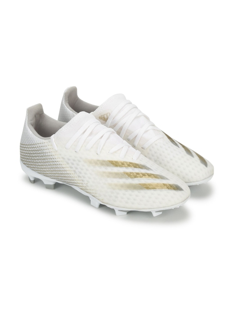 ADIDAS Men White & Gold X GHOSTED.3 FG Football Shoes