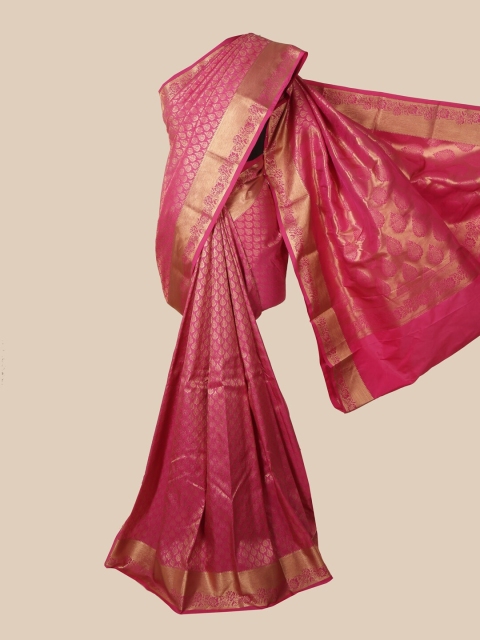Pothys Pink & Gold-Toned Woven Design Zari Pure Silk Saree