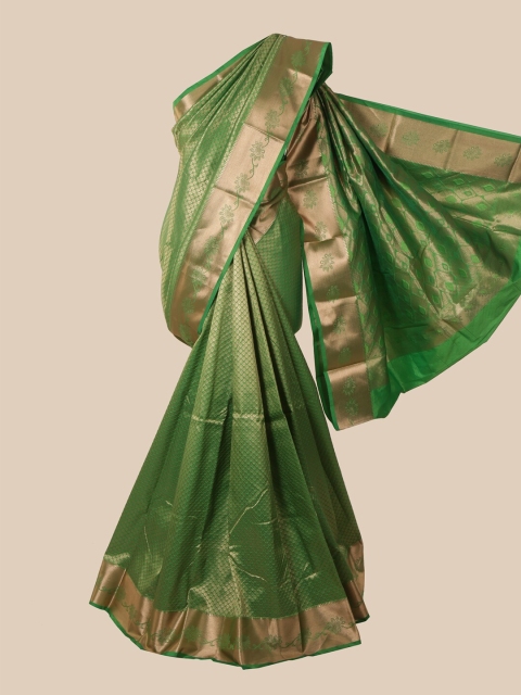 Pothys Green & Gold-Toned Woven Design Zari Pure Silk Saree